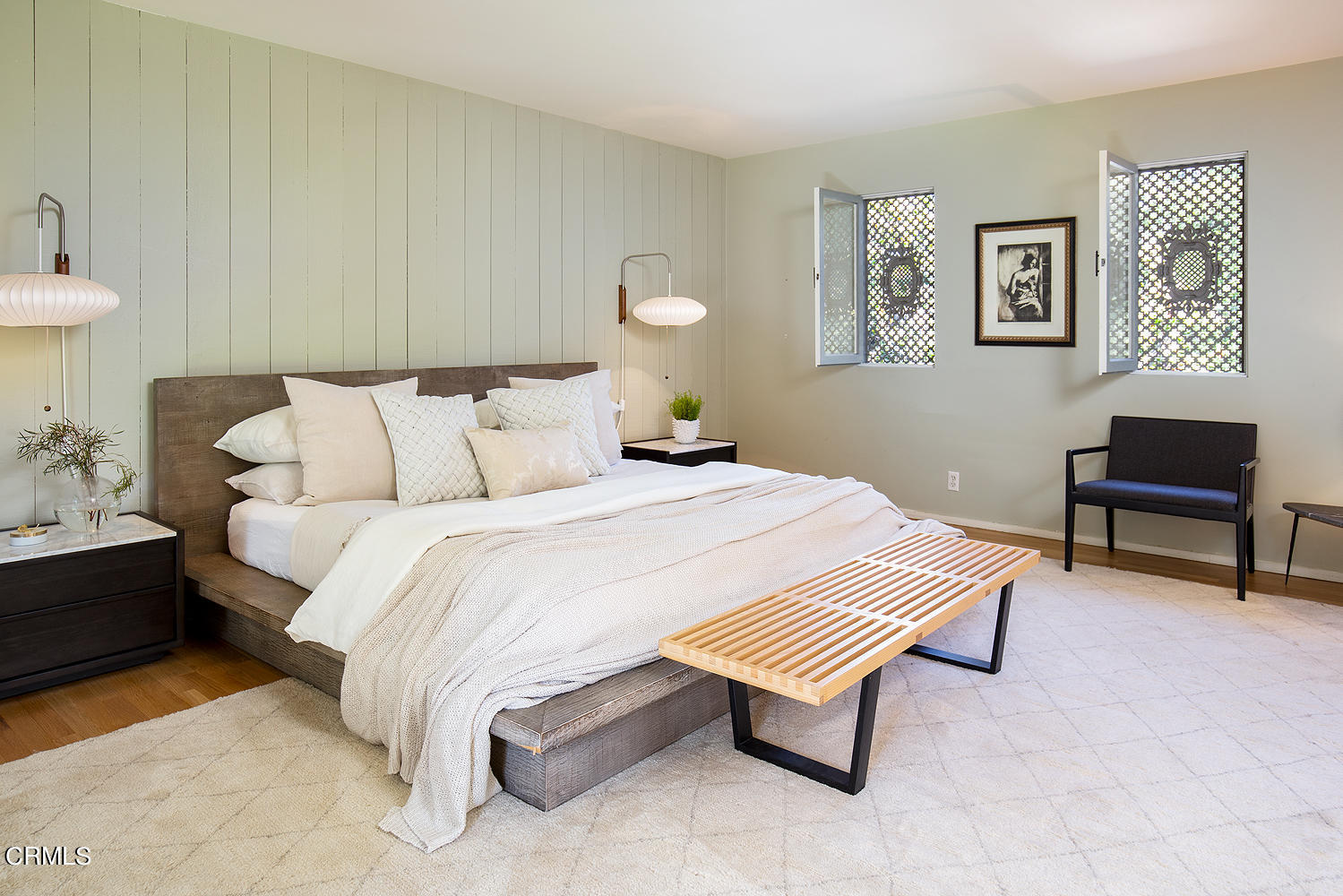 490 La Loma Road Pasadena, CA 91105 - Photo 30 of 59 a bedroom with a bed and a lamp on table