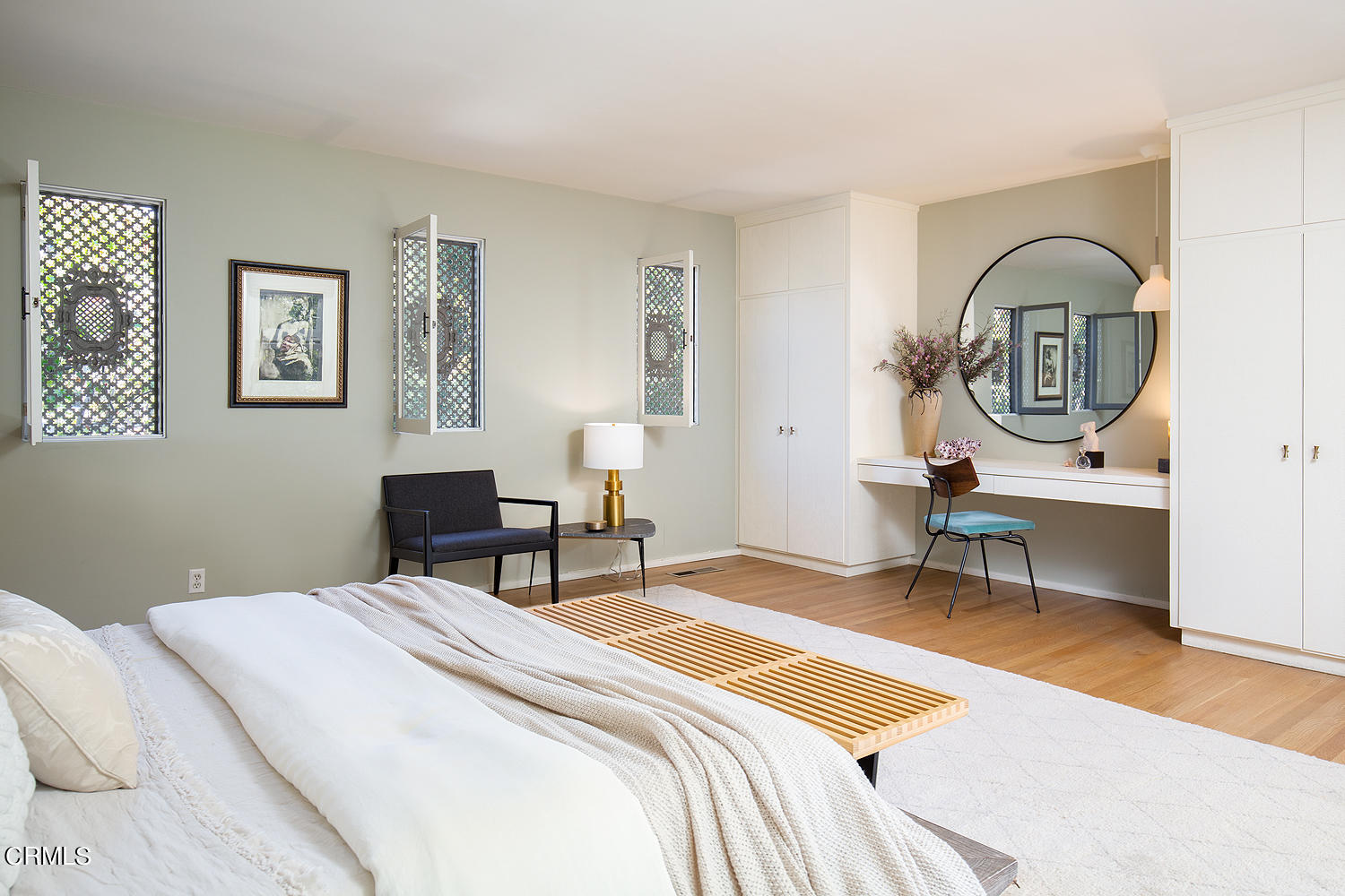 490 La Loma Road Pasadena, CA 91105 - Photo 32 of 59 a bedroom with a bed a table and painting on the wall