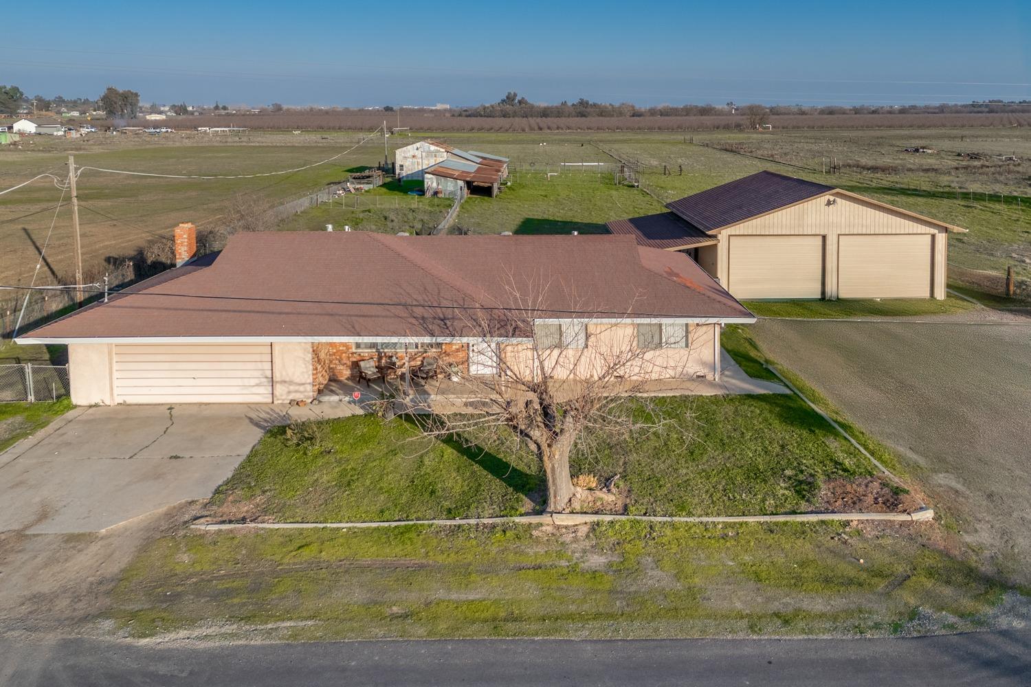 an aerial view of a house