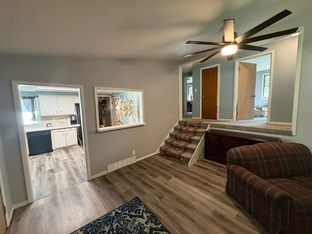 a view of a house with wooden floor