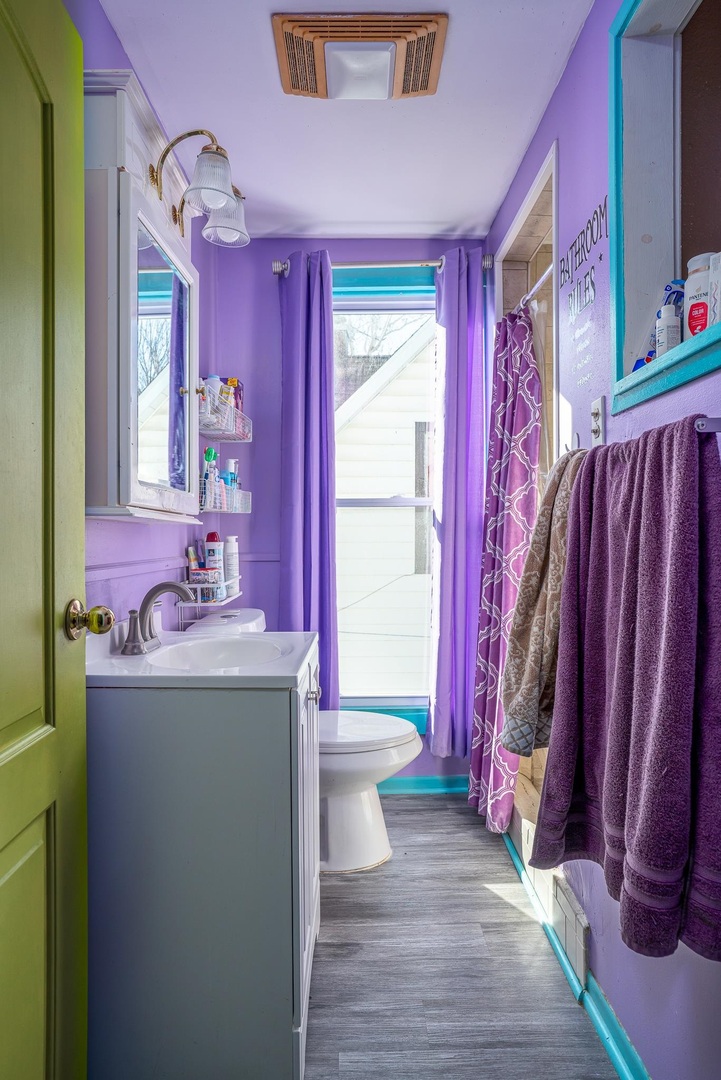 1708 Pershing Boulevard Clinton, IA 52732 - Photo 15 of 18 a bathroom with a granite countertop sink and a mirror