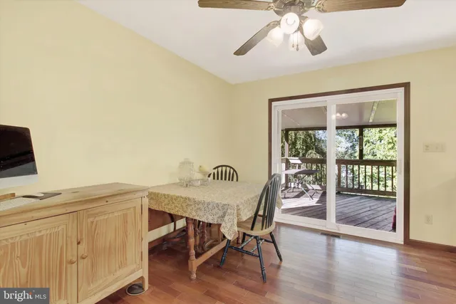 a workspace with furniture and window