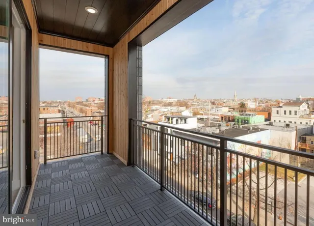 a view of city from a balcony