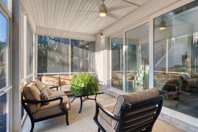 a outdoor living space with furniture and a potted plant