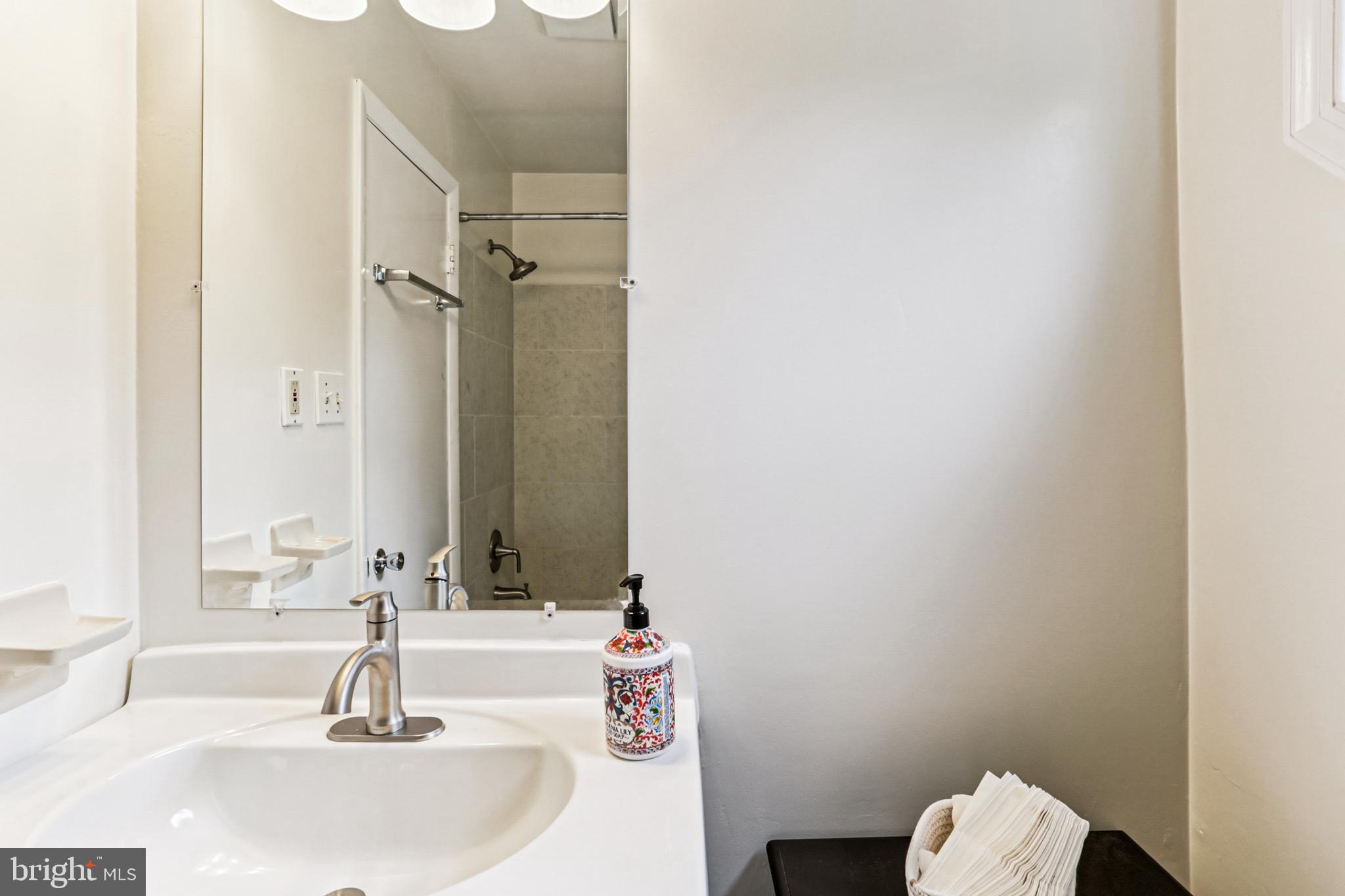 9013 2nd Avenue Silver Spring, MD 20910 - Photo 44 of 56 a bathroom with a sink and a large mirror