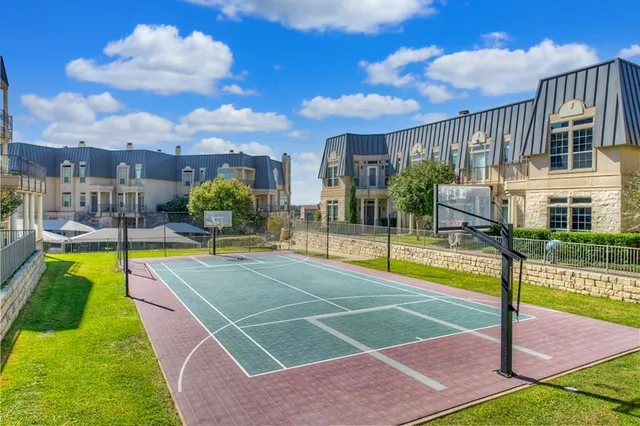 a view of a swimming pool with a garden