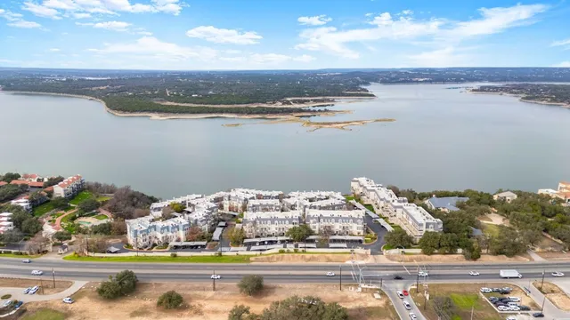 a view of a lake with houses