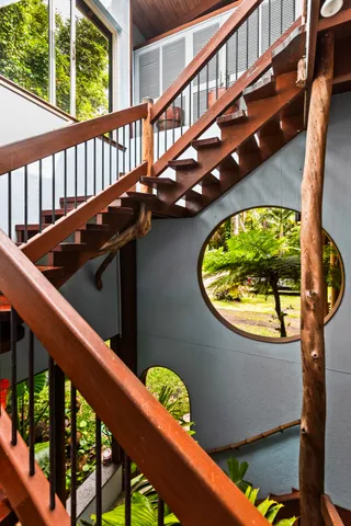 a view of a garden with patio