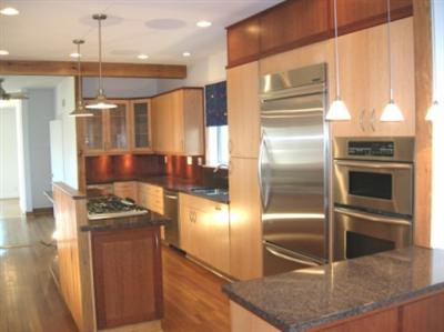 Closer view of the new kitchen showing t