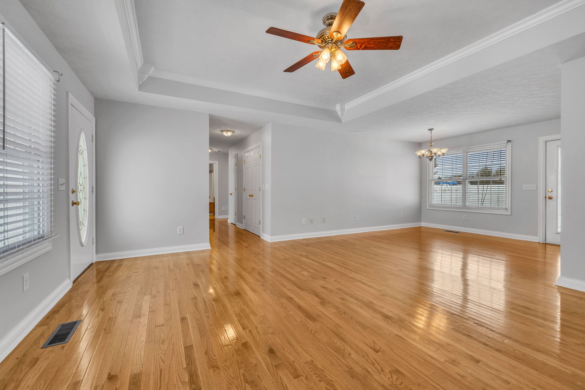 257 Martin Chapel Road Portland, TN 37148 - Photo 13 of 36 a view of empty room with wooden floor and fan