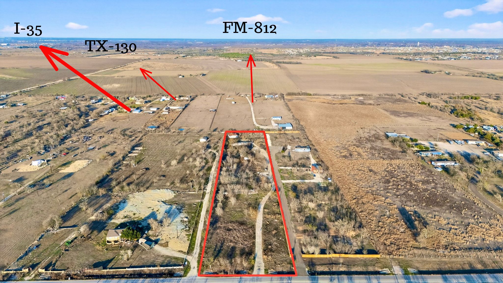 14800 Eiler Road Austin, TX 78719 - Photo 7 of 7 Overview of rural landscape with property parcel outlined