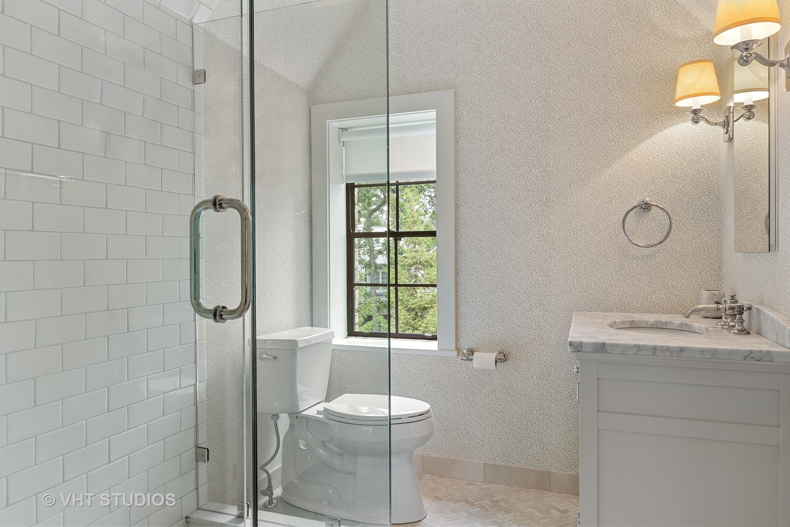 720 Ardsley Road Winnetka, IL 60093 - Photo 77 of 103 a bathroom with a granite countertop sink a toilet and shower