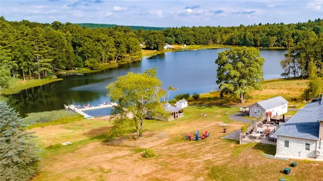 a view of a lake with a mountain