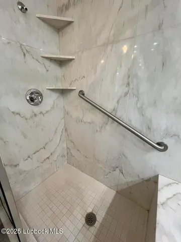a bathroom with a sink and a shower