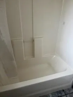 a bathroom with a bathtub