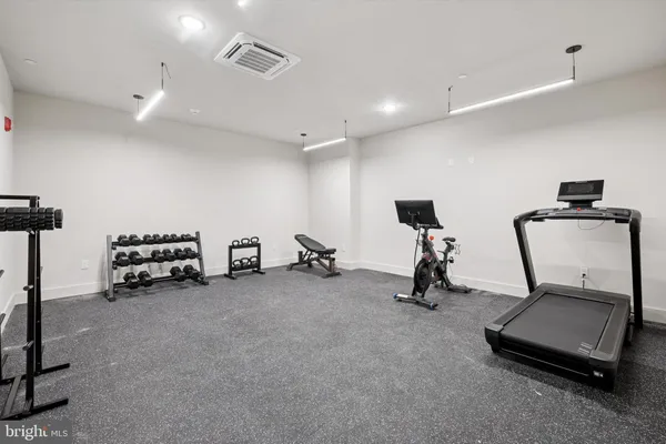 a view of a room with gym equipment