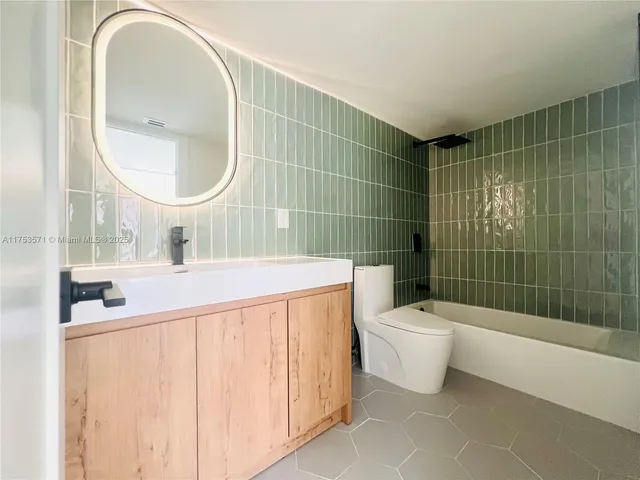 a bathroom with a bathtub