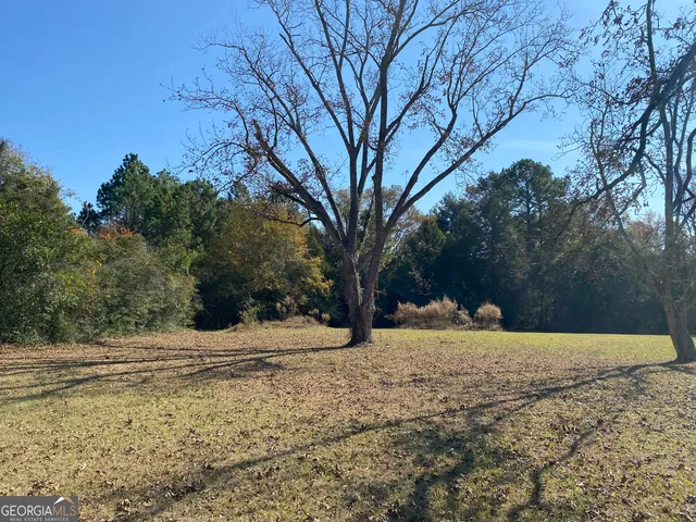 a view of a yard covered with snow in front of house