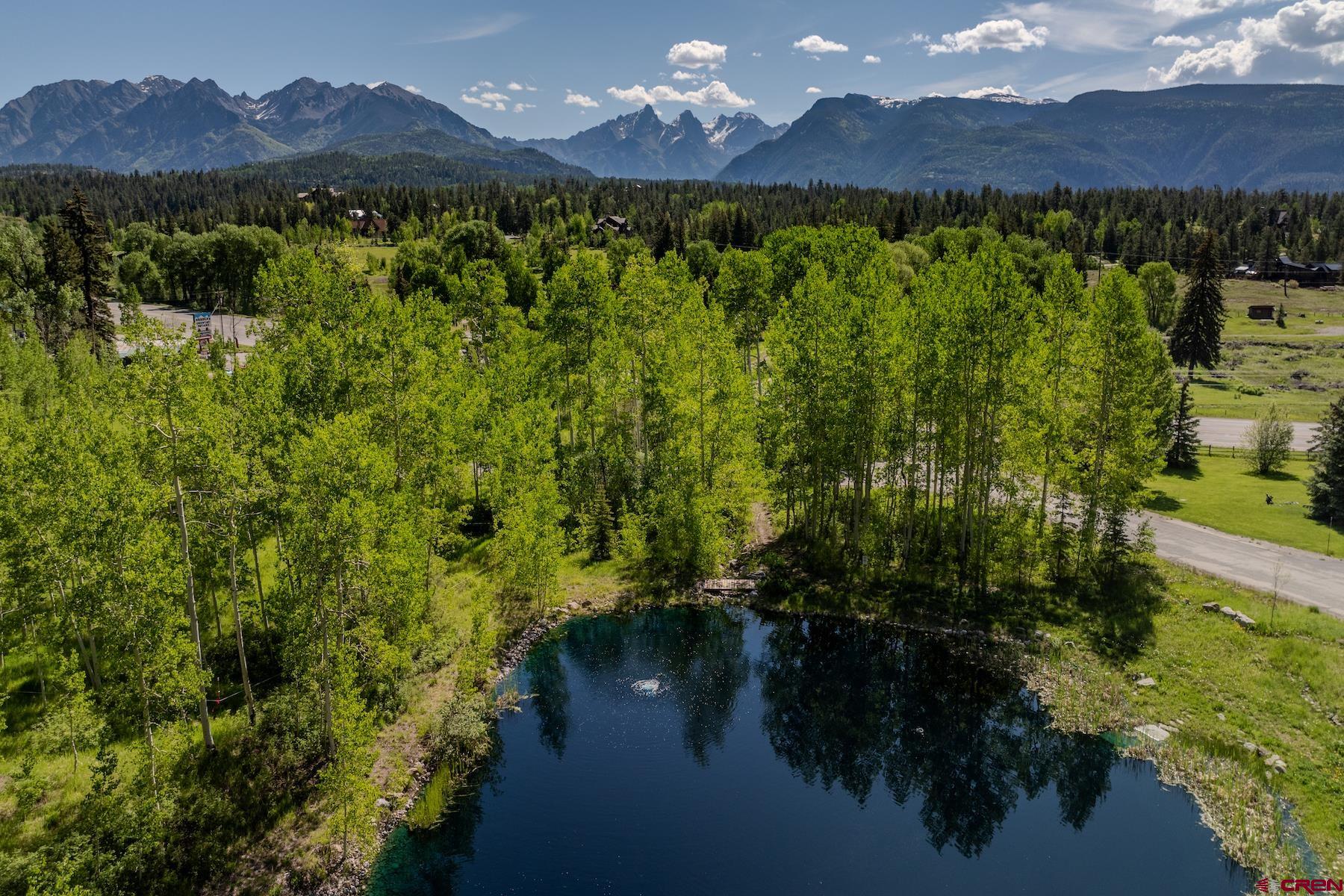 a view of a lake with a mountain