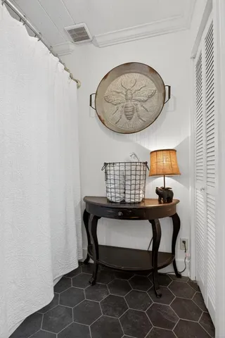 a view of a hallway with elevator