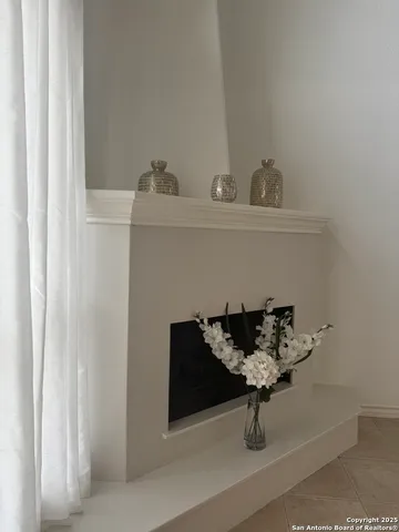 a table with white cabinet