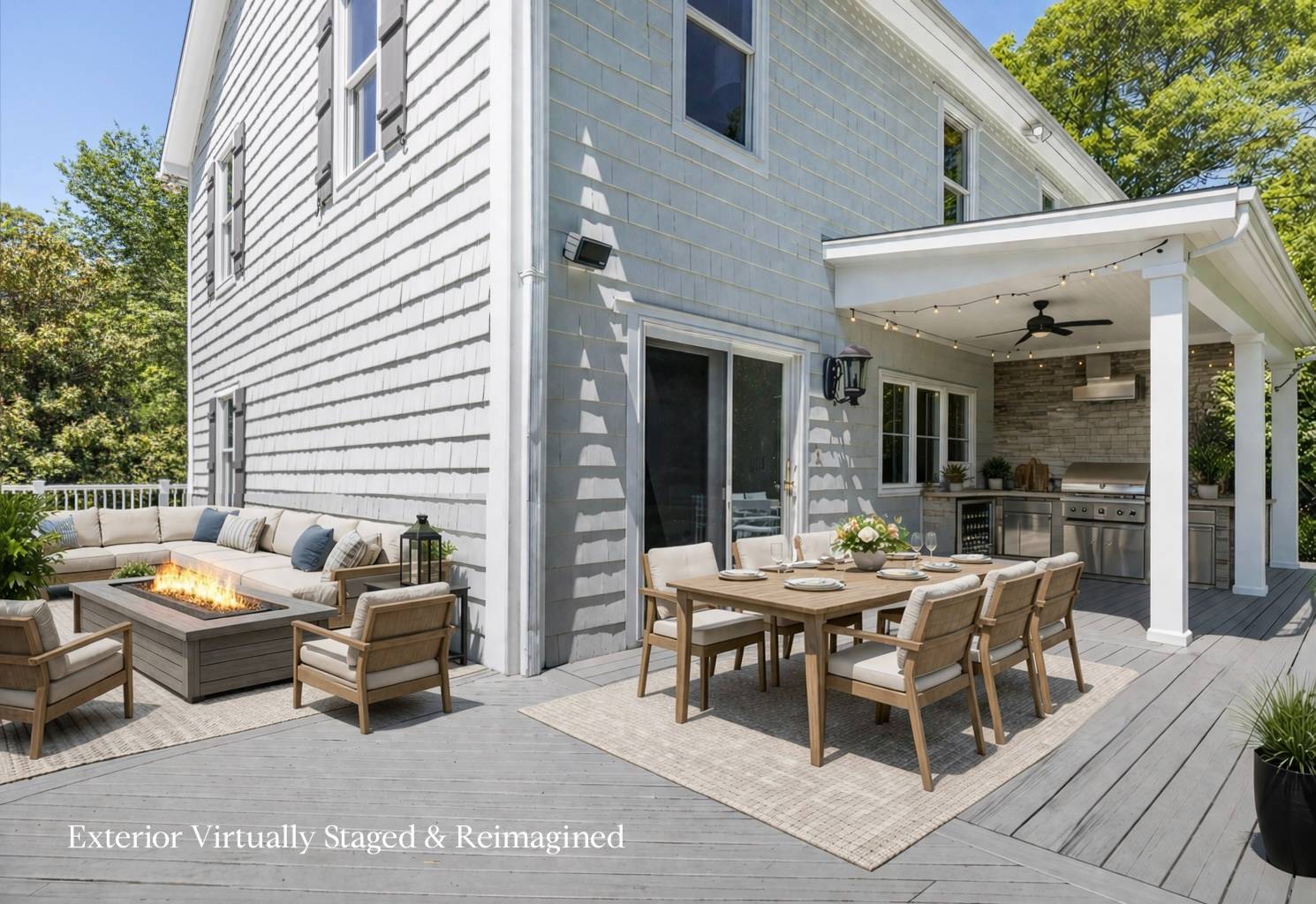 344 Accabonac Road East Hampton, NY 11937 - Photo 8 of 28 a table and chairs in front of a house