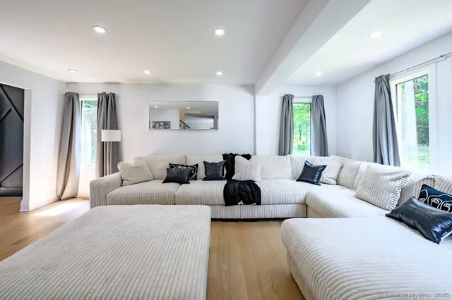 a living room with furniture