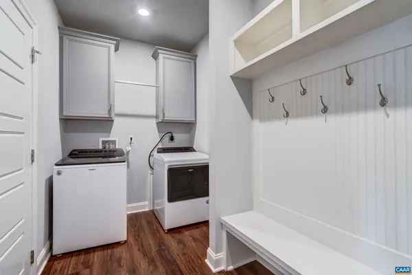 a view of an empty room with windows