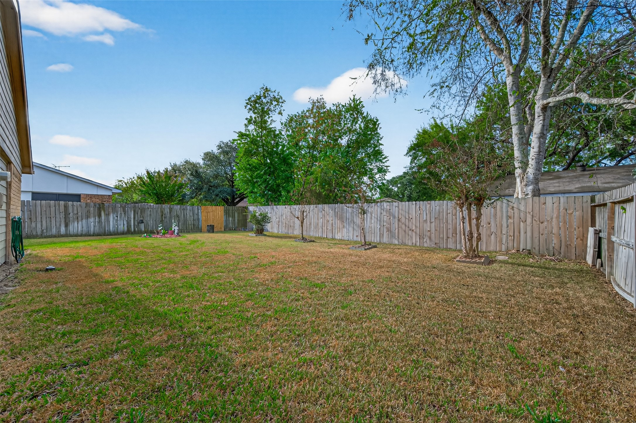 22815 Thadd's Trail Spring, TX 77373 - Photo 46 of 48 a view of a backyard with wooden fence and a fence