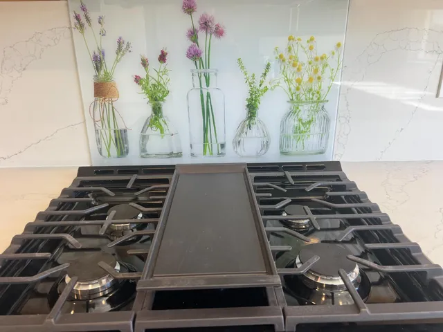 a close up of a stove