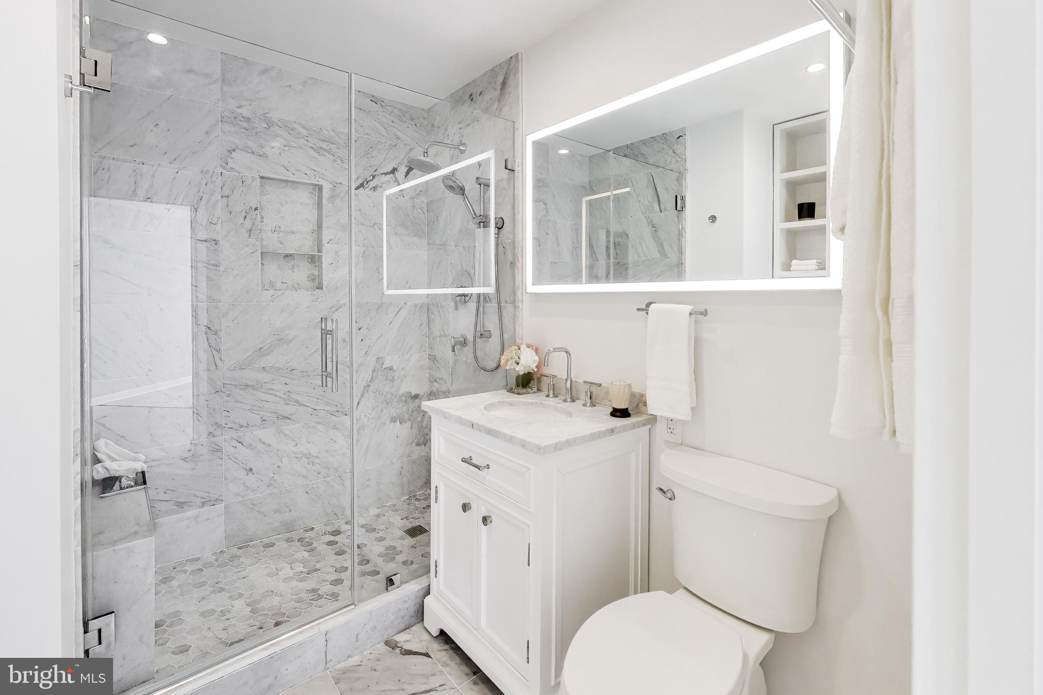 1300 13th Street Northwest, Unit 601 Washington, DC 20005 - Photo 17 of 35 En suite primary bath - fully renovated & modern