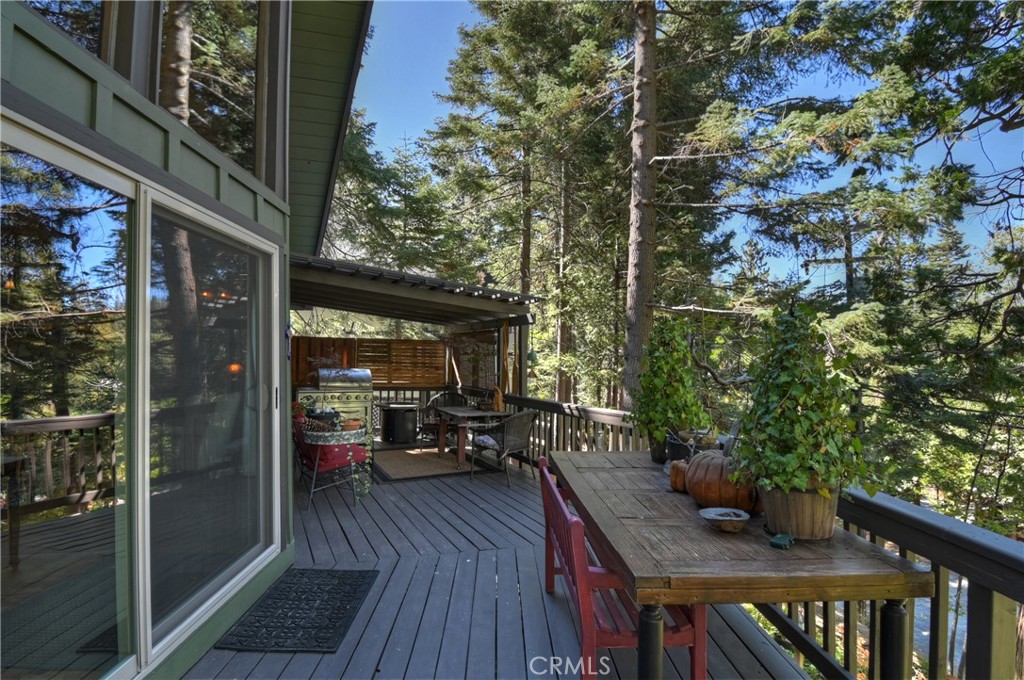 158 Golf Course Road Lake Arrowhead, CA 92391 - Photo 37 of 75 a view of a patio with wooden floor