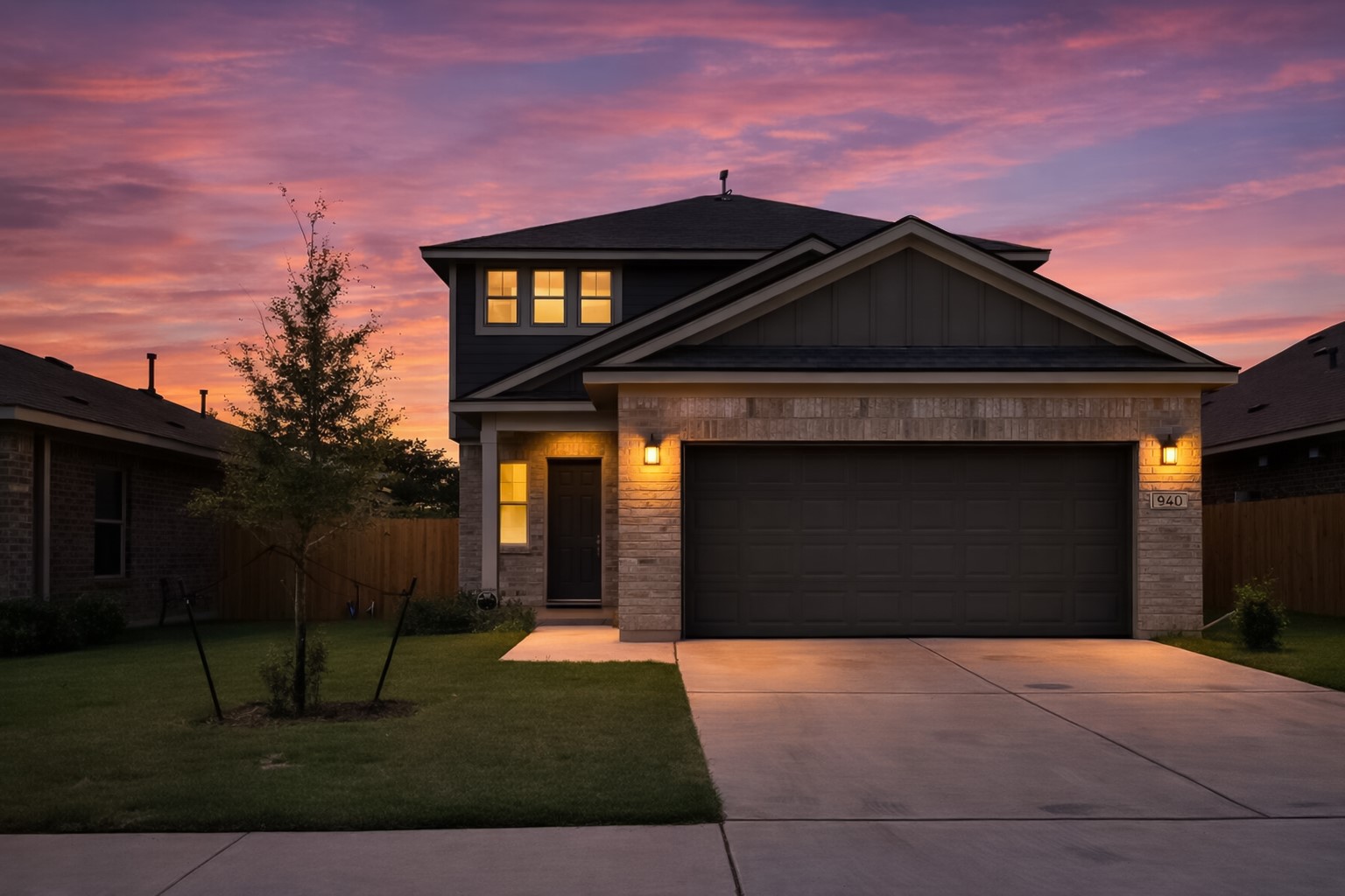 940 Paddock Lane Georgetown, TX 78626 - Photo 2 of 32 Two-story residence featuring a brick and siding facade with a two-car garage