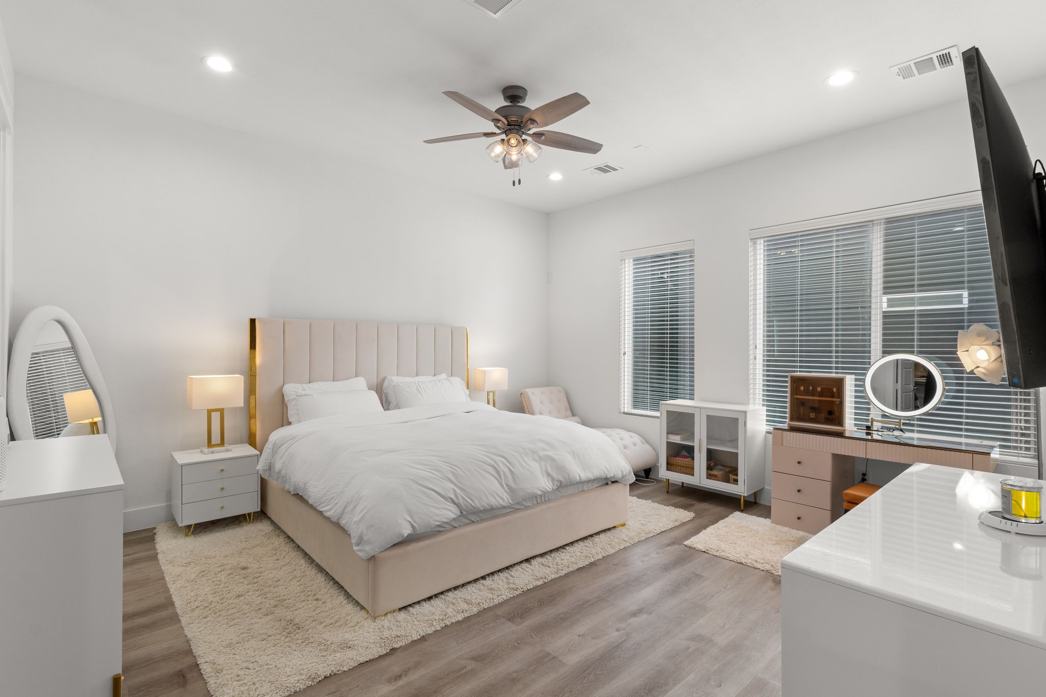 517 Schweikhardt Street Houston, TX 77020 - Photo 16 of 49 a bedroom with a large bed and a large window
