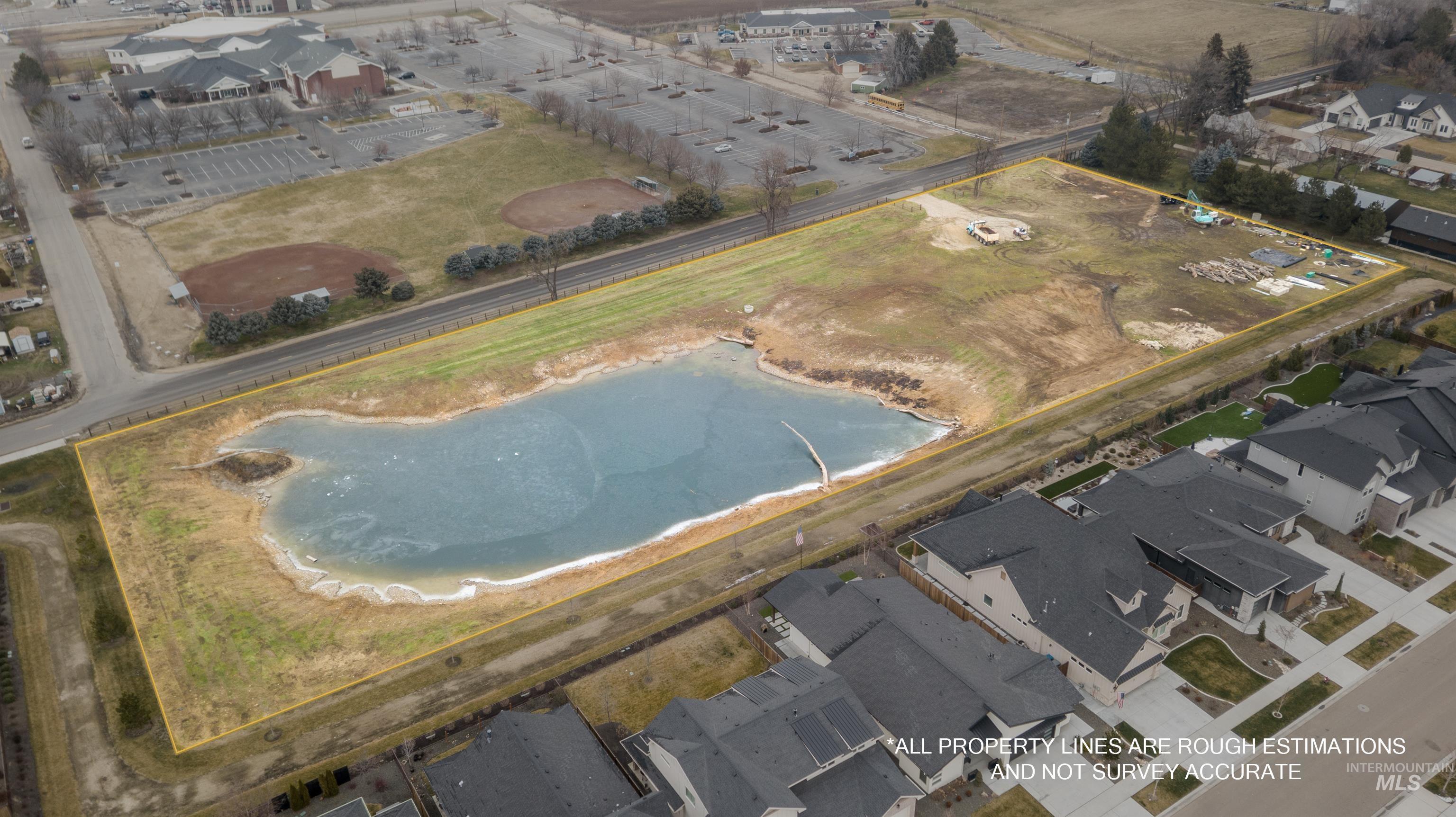 Aerial perspective of suburban area