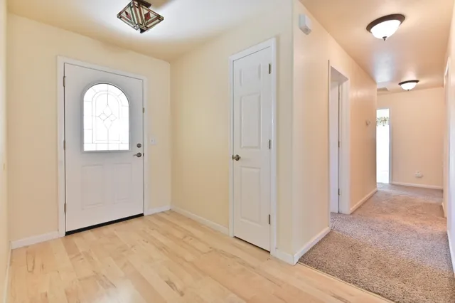 a view of a livingroom with a window