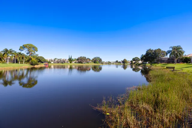 a view of a lake with houses
