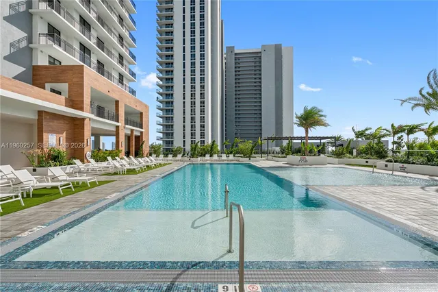 a swimming pool with outdoor view