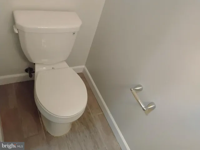 a close view of a toilet in a bathroom