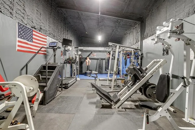 a view of a room with gym equipment