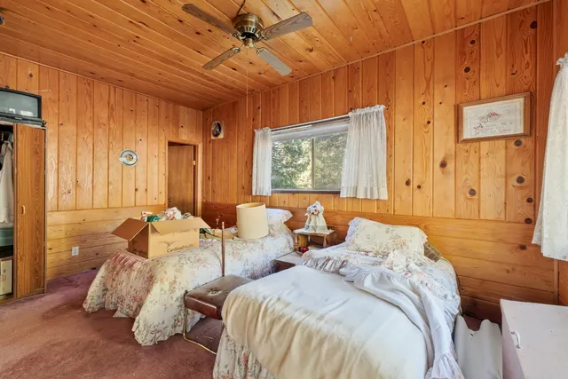 a bedroom with bed and a window