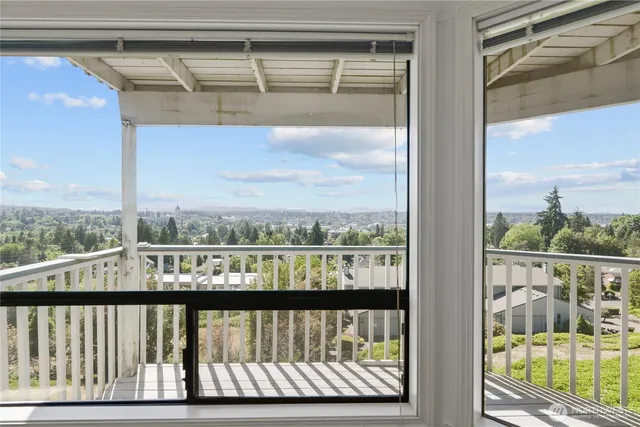 a view of city from a balcony