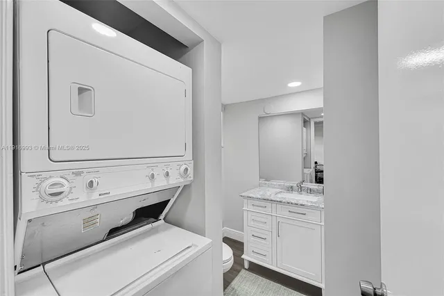 a room with dryer and washer