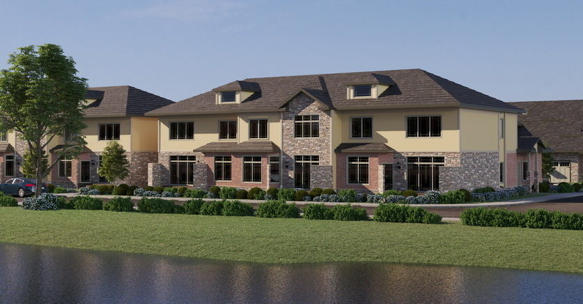 85 Prairie Court Wheeling, IL 60090 - Photo 2 of 5 a front view of a house with a yard and a pond