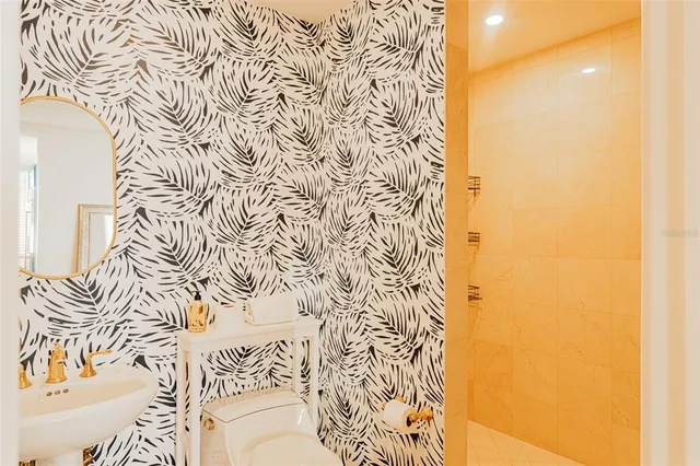 a view of a patio with wooden floor