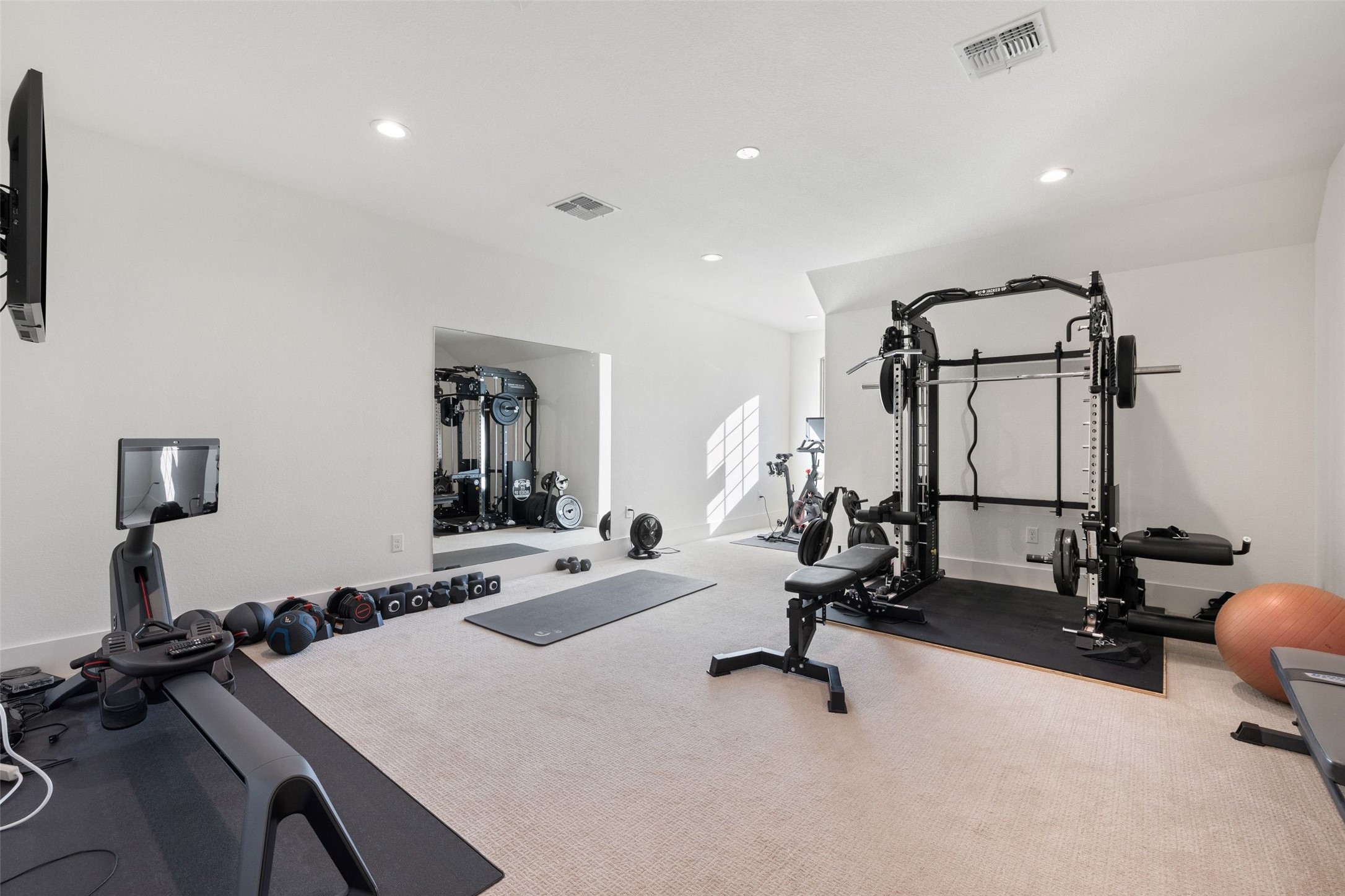 105 Deer Valley Road Georgetown, TX 78628 - Photo 22 of 40 Exercise area with recessed lighting and carpet flooring