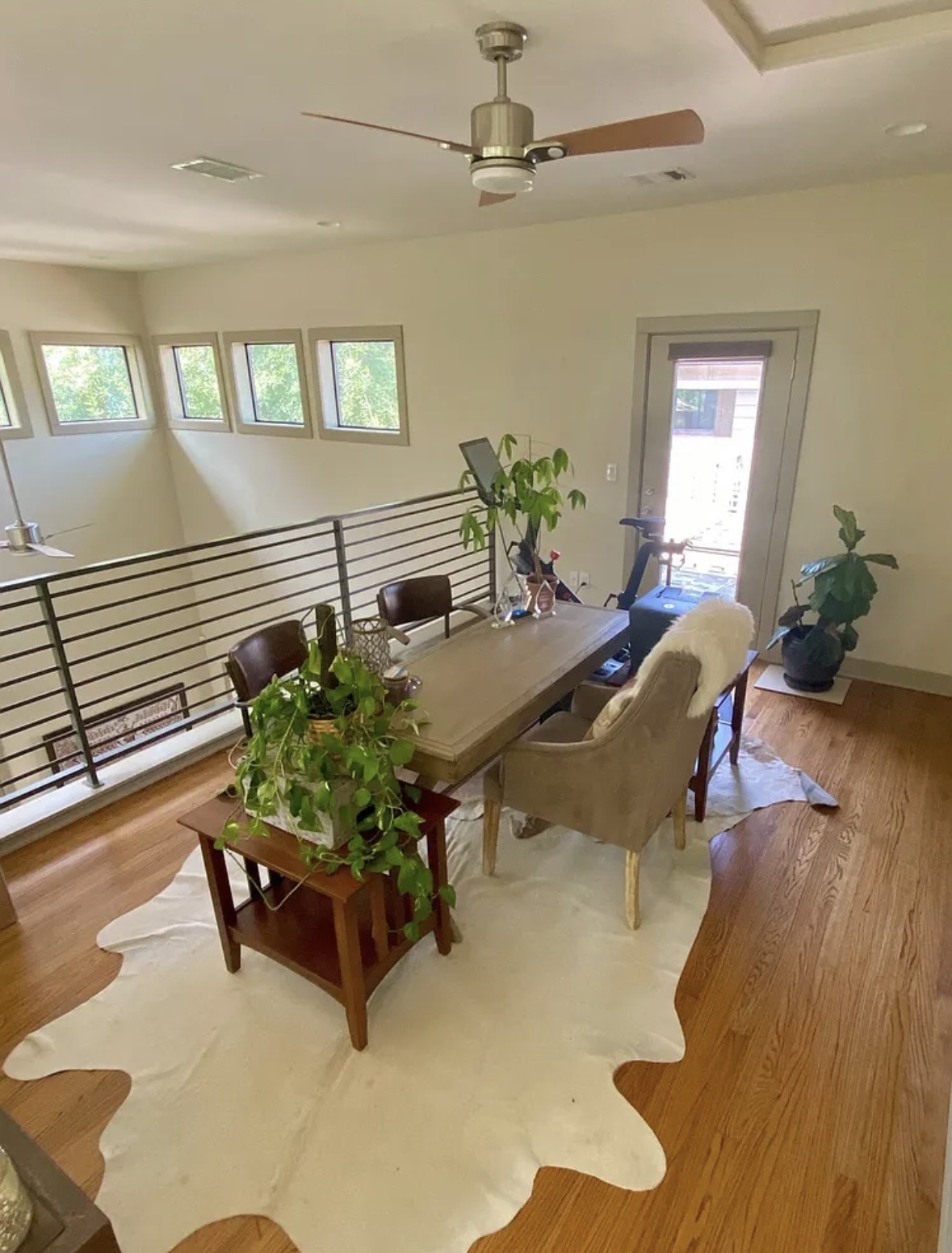 903 Cardinal Lane, Unit A Austin, TX 78704 - Photo 10 of 23 Living area featuring light wood-type flooring and ceiling fan