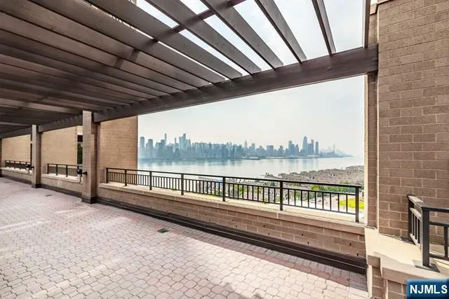 a view of a building from a balcony