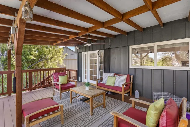 a outdoor living space with furniture