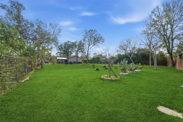 a view of a golf course with a garden